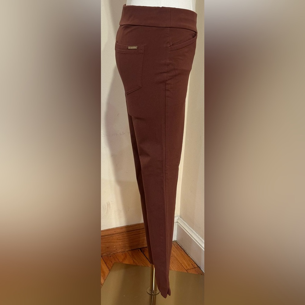 Spartina 449 Brown MNG Bootcut Ponte Pants Mid Rise Back & Front Pockets Sz 2 - Picture 3 of 13